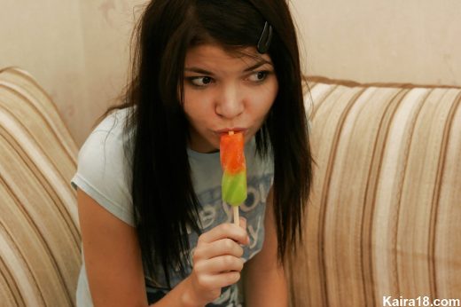 Kaira 18 eating popsicle